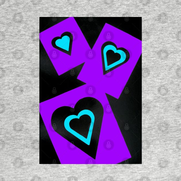 Hearts in Black Turquoise and Purple Var 4 Alternate Options by Heatherian